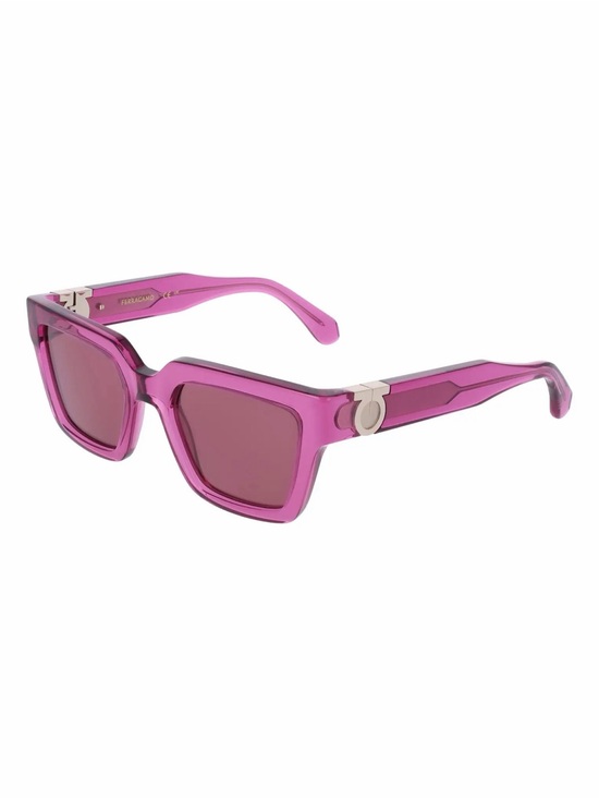 New Salvatore Ferragamo SF2066S 665 Transparent Fuchsia Square Sunglasses main image 7